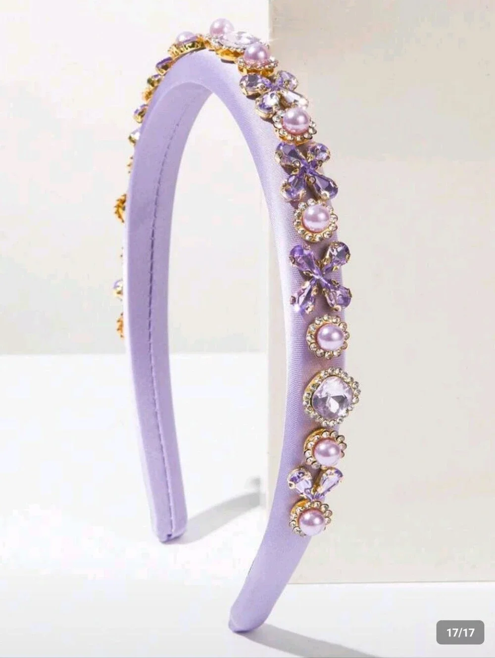 Lavender Pearl & Crystal Embellished Headband